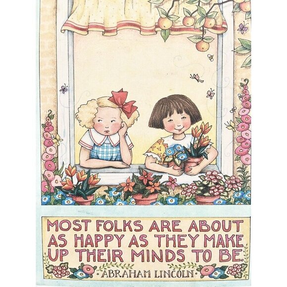 Vintage Mary Engelbreit Wall Plaque 8.5x6” Happy Positivity Flower Garden - Picture 6 of 6